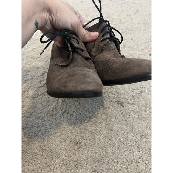 Paola Ferri By Alba Moda Tan Suede Leather Lace-Up Oxford Block Heel Booties 39 - Picture 11 of 12